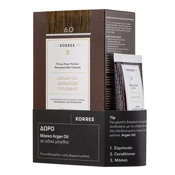 Korres Argan Oil Advanced Colorant 6.0 Ξανθό Σκούρο & Δώρο Μάσκα Argan Oil 40ml